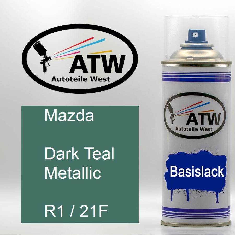 Mazda, Dark Teal Metallic, R1 / 21F: 400ml Sprühdose, von ATW Autoteile West.